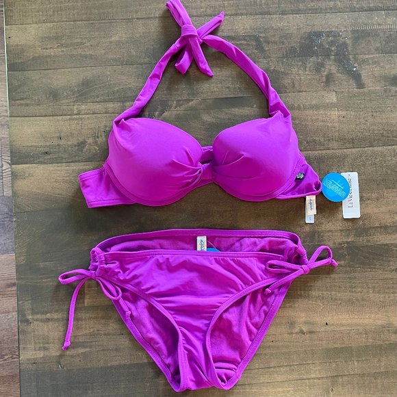 New Fuchsia Bikini Set || La Vie en Rose Aqua 2-Piece Bathing Suit - Picture 1 of 7